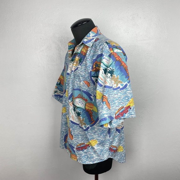Vintage Mens Big Waves Heet Sportswear Shirt Medium Aloha Print Short Sleeve - Picture 5 of 12